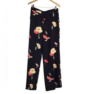 Etro Black Multi Floral Silk Wide Leg Pants , Sz 42, EUC